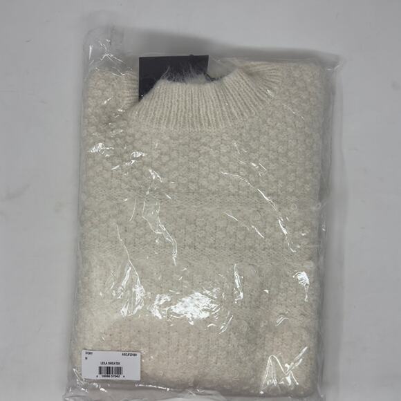 Area Stars Sweater Mock Neck Ivory Textured Faux Fur Fringe Cropped Glam M NEW - Picture 14 of 15
